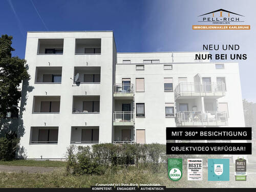 Neu&Nur bei Pell-Rich - Objekt 916 - SONNENPLATZ ÜBER DEN DÄCHERN: 2-Zimmer-ETW mit großzügiger Dachterrasse & TG-Stellplatz in Neureut