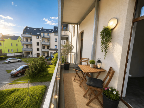Balkon Einrchtungsbeispiel - *** Großzügige Drei-Zimmer-Wohnung mit großem Balkon in zentraler Lage am Markt in Limbach ***