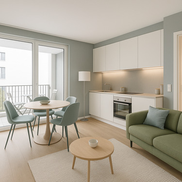 Wohnzimmer - 2 Zimmer Etagenwohnung zum Kaufen in Frankfurt am Main