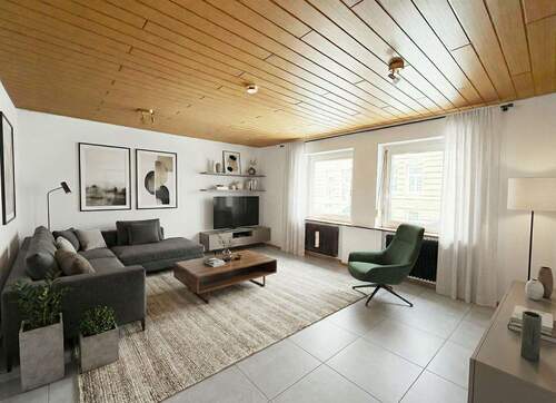 Wohnzimmer [KI-optimiert] - Stuttgart-West: 3-Zimmer-Wohnung mit Balkon in zentraler Lage