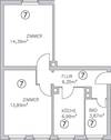 Grundriss 2-Zimmer-Wohnung im 2.OG - 
