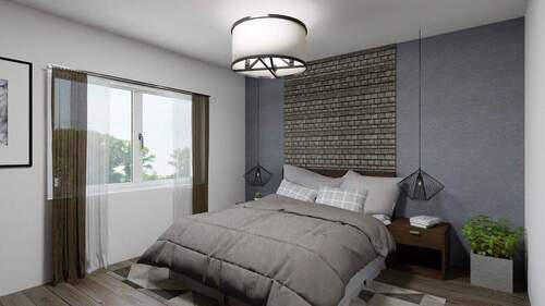 Visualisierung Whg 7 Schlafzimmer Bett - 