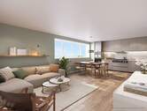 Visualisierung Wohnbereich - Moderne 3-Zimmer-Neubauwohnung im 1. OG - Balkon, Tiefgarage & Fahrstuhl