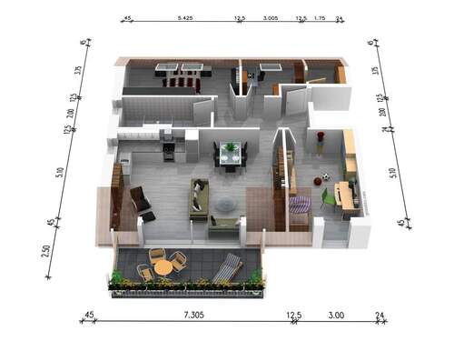 Südansicht DG Wohnung 90m² - 