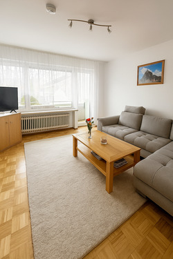 Wohnzimmer mit KI generiert und eingerichtet als Wohnbeispiel - 2 Zimmer Etagenwohnung zur Miete in Füssen