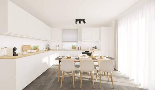 Die offene Wohnküche lädt zu gemeinsamen Mahlzeite - Einfamilienhaus mit Garten, Terrasse und extra Ankleide