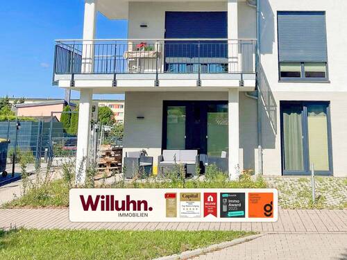 Terrasse mit Garten - Neubau-Wohnung mit Terrasse l EBK inkl. l Fußbodenheizung l Luft-Wasser-Wärmepumpe