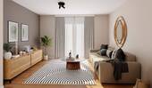 Helles Wohnzimmer mit direktem Zugang zur Terrasse - Erdgeschosswohnung mit Terrasse, eigenem Gartenanteil und zwei Bäder