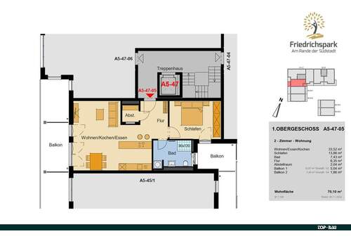 P-122_1.OG A5-47-05 - Etagenwohnung mit 70,10 m&sup2; in Villingen-Schwenningen zum Kaufen