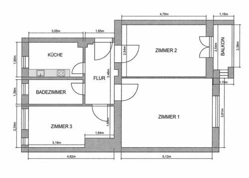 Beispiel Küche zu Wohnraum - 