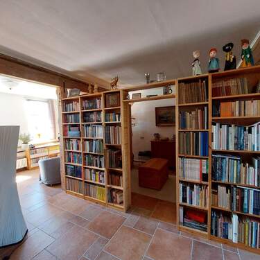 ... mit Bücherwand als Raumteiler - 