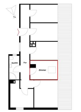 Mansarde im DG mit Gemeinschaftsbadezimmer - 