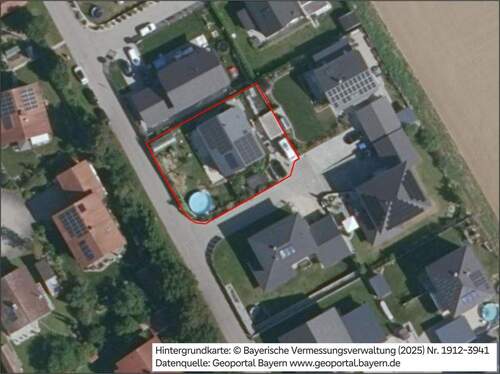 Luftbild mit Grenzverlauf - 7 Zimmer Einfamilienhaus in Reisbach