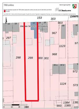 Flurkarte_Zillertaler22.jpg - Sehr großes Grundstück (1655 m²) in Duisburg-Buchholz, gute Lage, Hinterlandbebauung möglich.