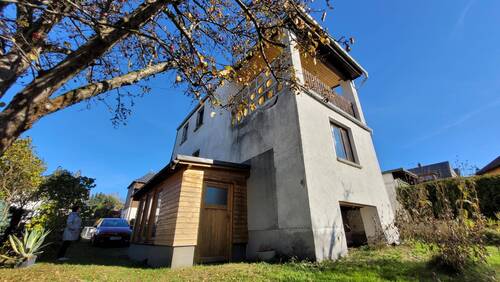 Ansicht Anbau und Terrasse - 4 Zimmer Doppelhaushälfte in Rodewisch