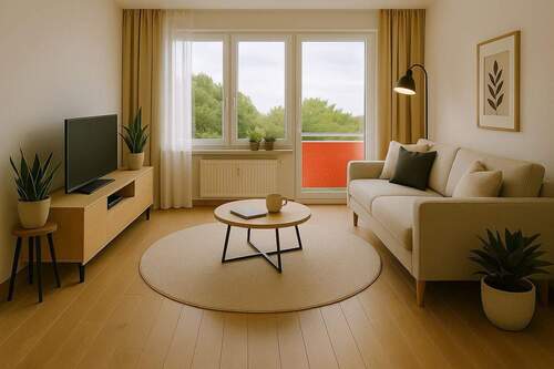 Wohnzimmer (Einrichtung visualisiert) - 2 Zimmer Etagenwohnung zur Miete in Großengottern