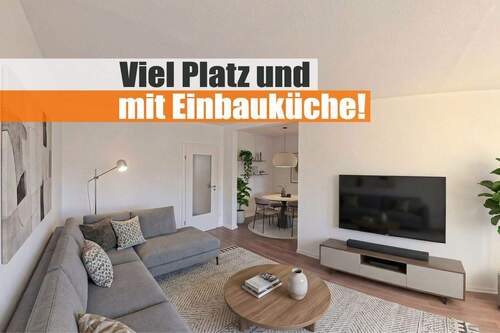viel Platz und mit EBK - Grüne + ruhig gelegene Familienwohnung mit Sonnenbalkon + Einbauküche!