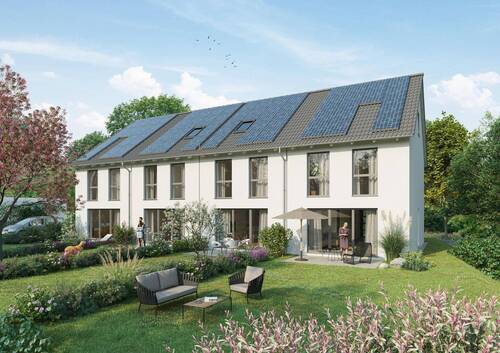 Visualisierung Südseite - Festpreis & Förderung: Neubau-Reihenhaus in schönster Lage von Haueneberstein (QNG)