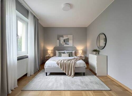 Schlafzimmer EG virtuell möbliert - 7 Zimmer Mehrfamilienhaus, Wohnhaus zum Kaufen in Osnabrück
