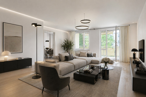 Wohnzimmer visualisiert - **Großzügige 5-Zimmer-Wohnung mit vielfältigen Gestaltungsmöglichkeiten- Schwabing-Freimann**