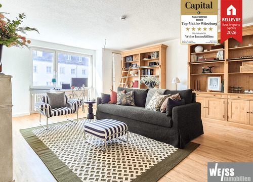 Wohnen - 2-Zimmer-Wohnung mit zwei Balkonen in Main-Nähe mit traumhaftem Festungsblick