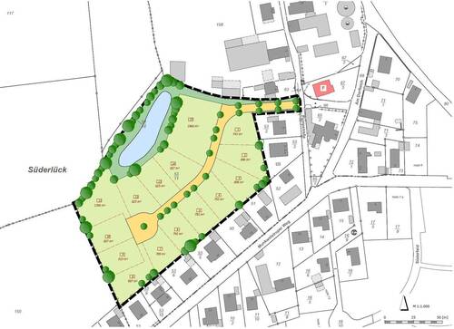 Teilungsplan - alle Grundstücke - Grundstück zum Kaufen in Oeversee