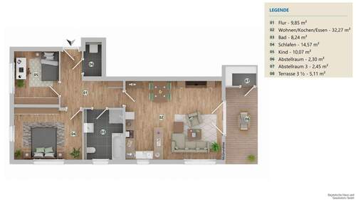 Wohnung 03 - 3 Zimmer Etagenwohnung in Aicha vorm Wald