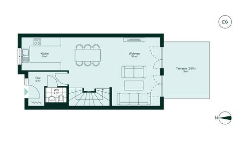 Geräumiges Erdgeschoss mit viel Platz und angrenzender Terrasse - 