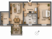 Visualisierung Grundriss - 2 Zimmer Etagenwohnung in Senftenberg