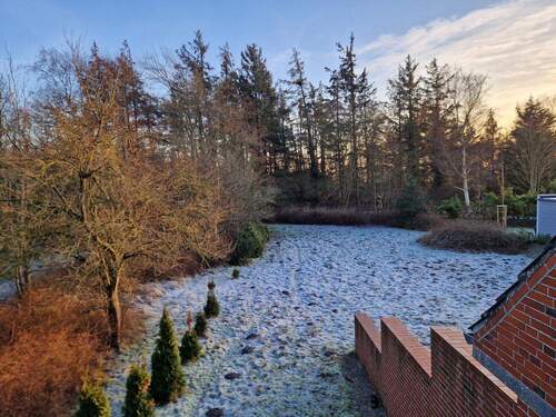 Blick in den Garten und den schönen Baumbestand - 5 Zimmer Einfamilienhaus in Husum