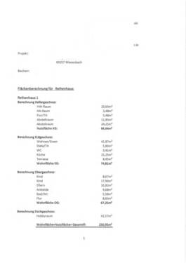 Flächenberechnung Reihenhaus 1 - 