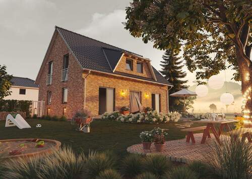 Landhaus-142-Garten-Klinker-01-Aura - Klassische Eleganz im Grünen - Landhaus aus Klinker