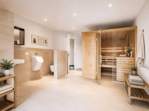 Wellnessbadezimmer mit Sauna - visualisierung - 