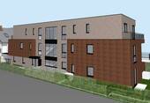 Visualisierung der Fassade mit Treppenhaus - 