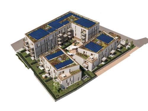 Außenvisualisierung Luftperspektive - Etagenwohnung mit 87,60 m&sup2; in Stutensee zum Kaufen