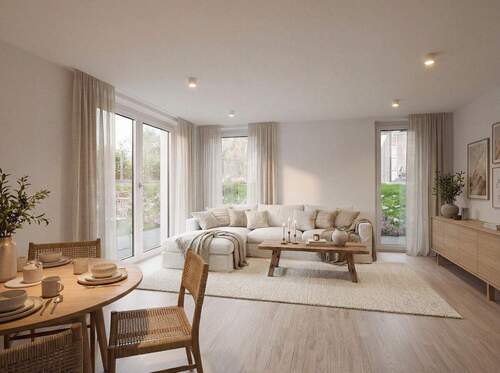 Blick in den Garten - 2 Zimmer Etagenwohnung in München