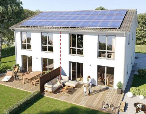 Gartenansicht - ERSTBEZUG: moderne und energiesparende DHH inkl. EBK