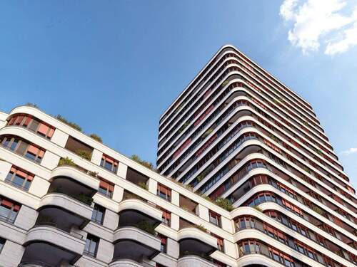 Moderne Fassade - Friedrichshain de Luxe: Sky-Residence mit spektakulärer XXL-Dachterrasse auf der 23. Etage