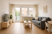 Wohnzimmer - Beispieleinrichtung - Berlin-Wilmersdorf: Helle 3-Zimmer-Wohnung mit Balkon, Aufzug & Fernwärme – ruhig, modernisiert & ideal für Eigennutzer & Anleger