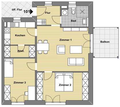Einheit Nr. 101 - Etagenwohnung mit 79,00 m&sup2; in Pfinztal zum Kaufen