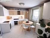 Blick in die Küche KI - Bild - 3 Zimmer Doppelhaushälfte in Schönborn