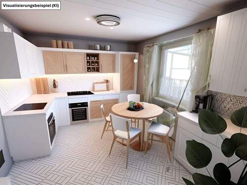 Blick in die Küche KI - Bild - 3 Zimmer Doppelhaushälfte in Schönborn