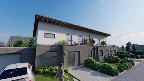 Außenansicht (Visualisierung) - Neubau-Doppelhaushälfte mit Garage - Wohnen in bester Lage von Rheinberg-Vierbaum!