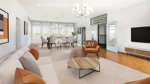 Wohnzimmer 1-Musterfoto (virtuelle Inszenierung)13 - Exklusive 3-Zimmer-Wohnung mit großzügiger Loggia, gehobener Ausstattung und zwei Einzelgaragen