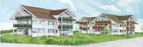 Gesamtperspektive Häuser A und B - 3 Zimmer Terrassenwohnung in Weiler-Simmerberg