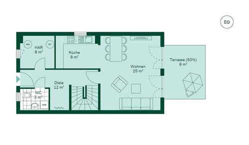 Geräumiges Erdgeschoss mit offenem Wohn- und Küche - 