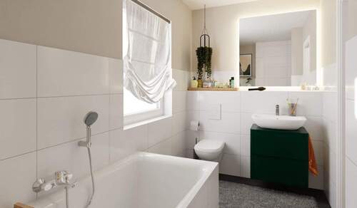 Ein modern gefliestes Badezimmer - 