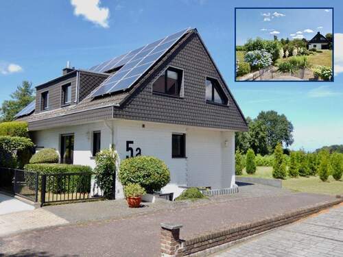 Vorderansicht + Garten - Freistehendes Einfamilienhaus zum Wohnen und Arbeiten in ruhiger und grüner Randlage von Schiefbahn...