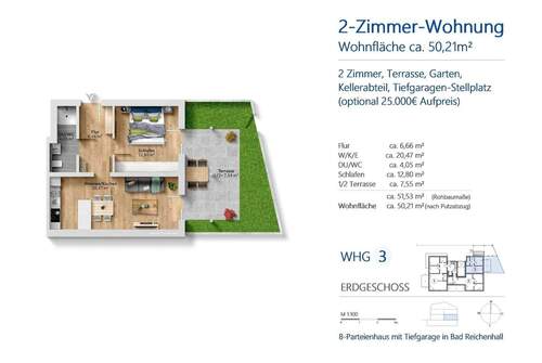 Wohnung 3 - Etagenwohnung mit 50,20 m&sup2; in Bad Reichenhall zum Kaufen
