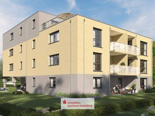 Titelbild mit Logo - Seniorengerechte 2-Zimmer-Neubau-Eigentumswohnung in Meckesheim